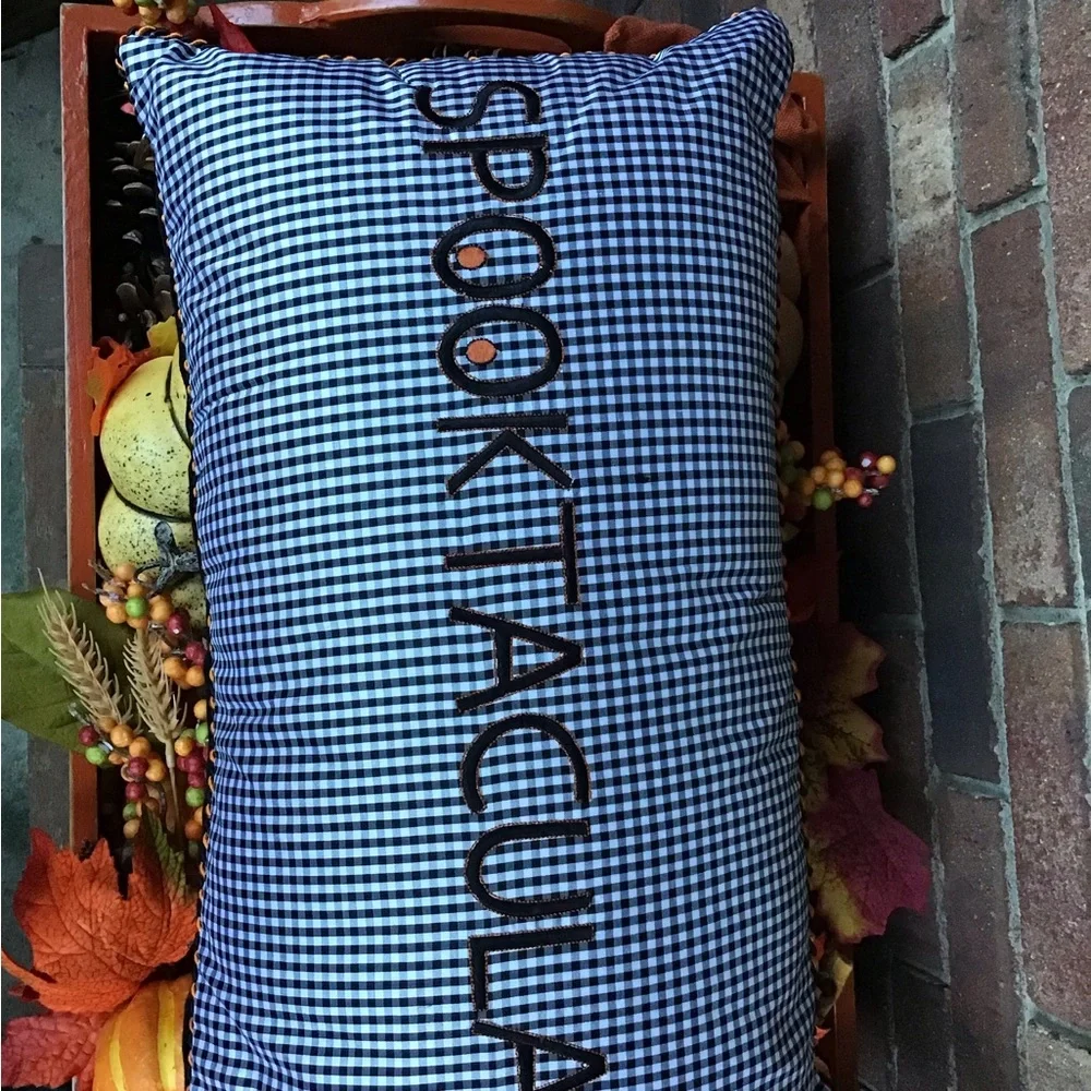 NWOT - McKenzie Child Gorgeous Halloween Pillow “Spooktacular Embroidered